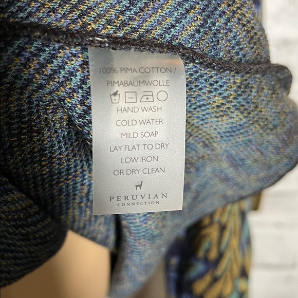 Peruvian Connection Pima cotton floral cardigan sweater - Picture 4 of 6